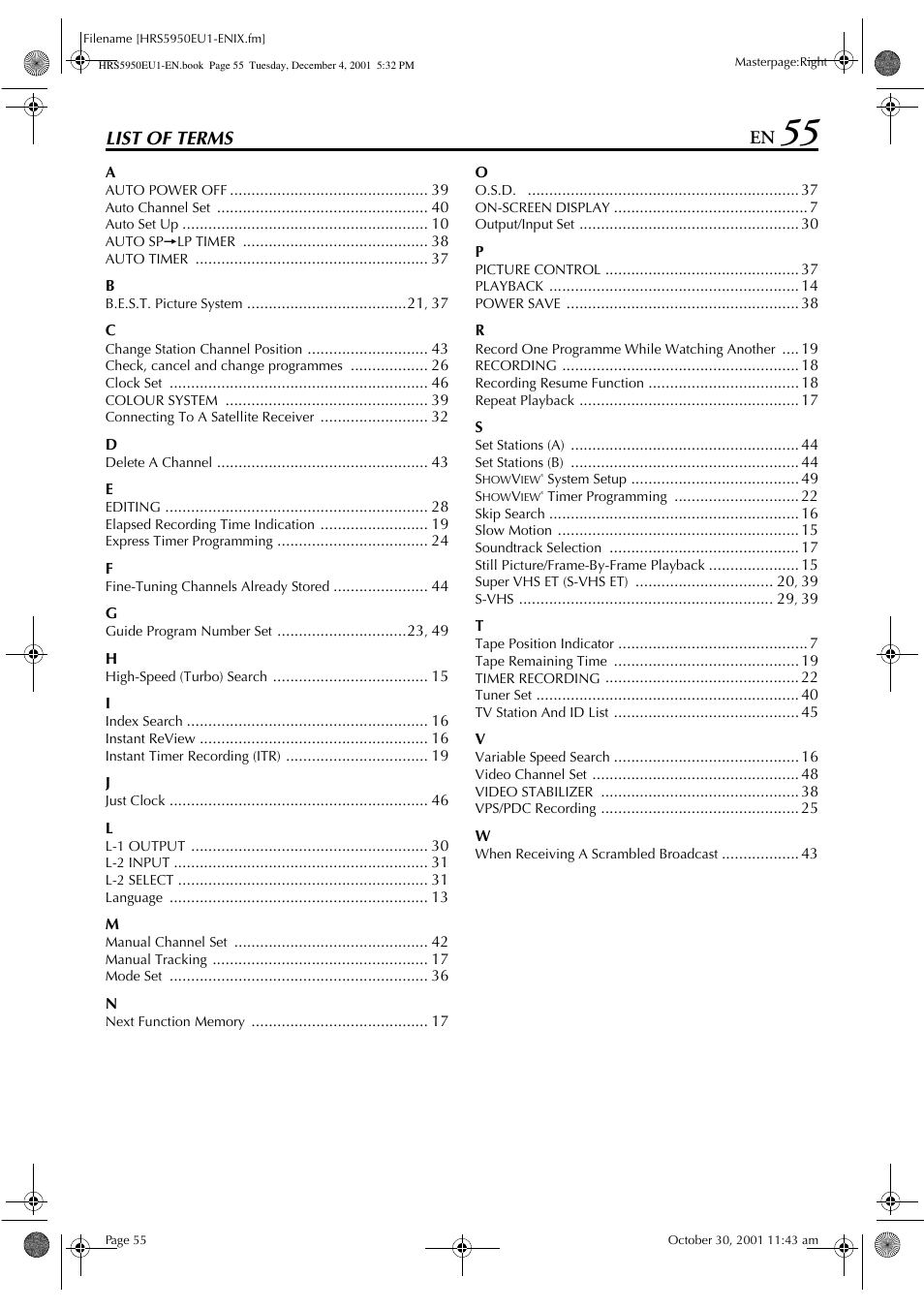 List of terms | JVC 0302MNV*ID*JVE User Manual | Page 55 / 56