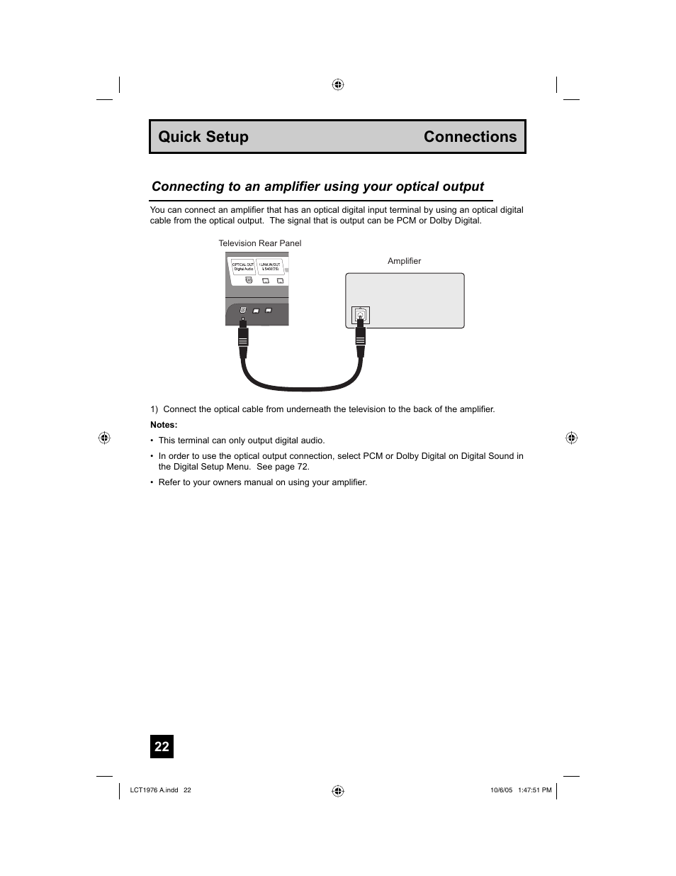 Quick setup connections | JVC 1005TNH-II-IM User Manual | Page 22 / 96