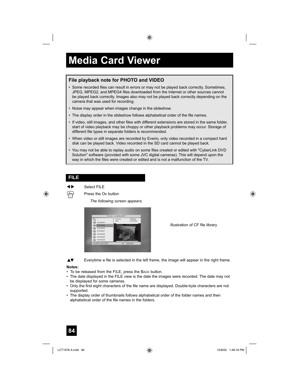 File, Media card viewer | JVC 1005TNH-II-IM User Manual | Page 84 / 96