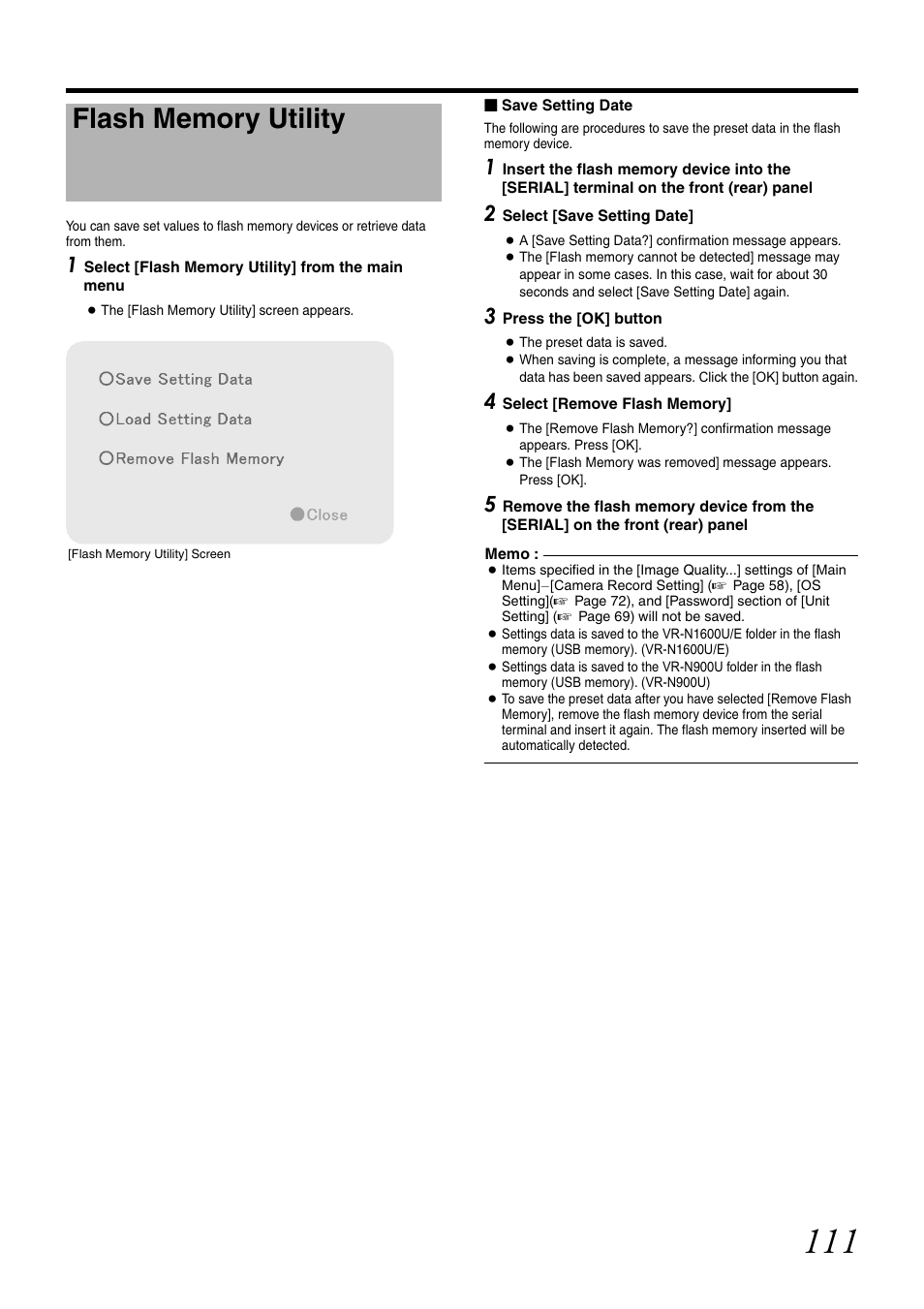 Flash memory utility | JVC VR-N1600U User Manual | Page 119 / 162