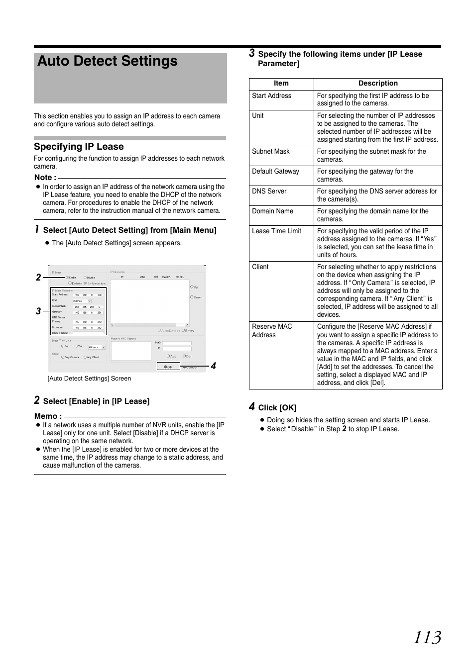 Auto detect settings, Specifying ip lease, R to [auto detect settings | JVC VR-N1600U User Manual | Page 121 / 162