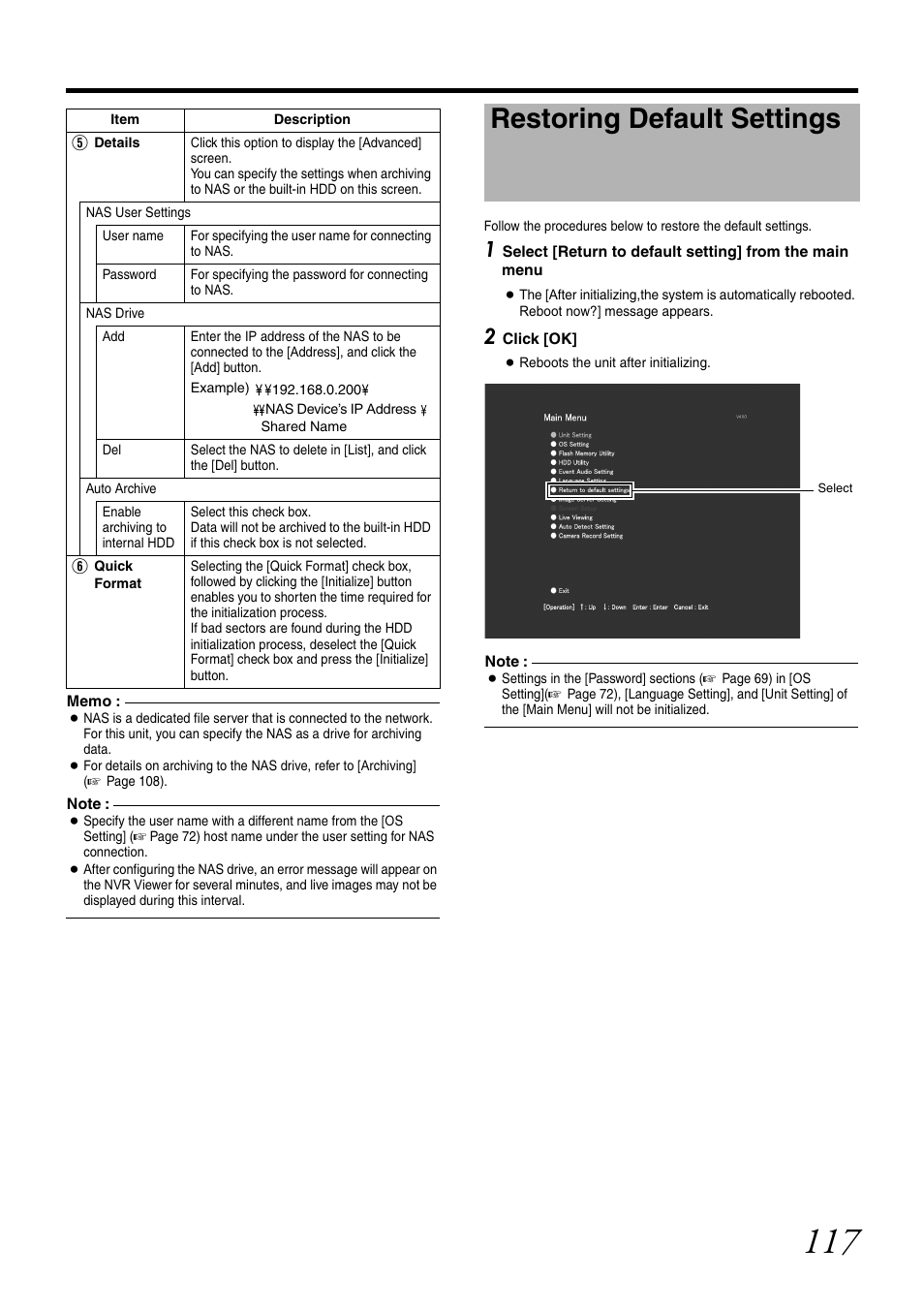 Restoring default settings | JVC VR-N1600U User Manual | Page 125 / 162