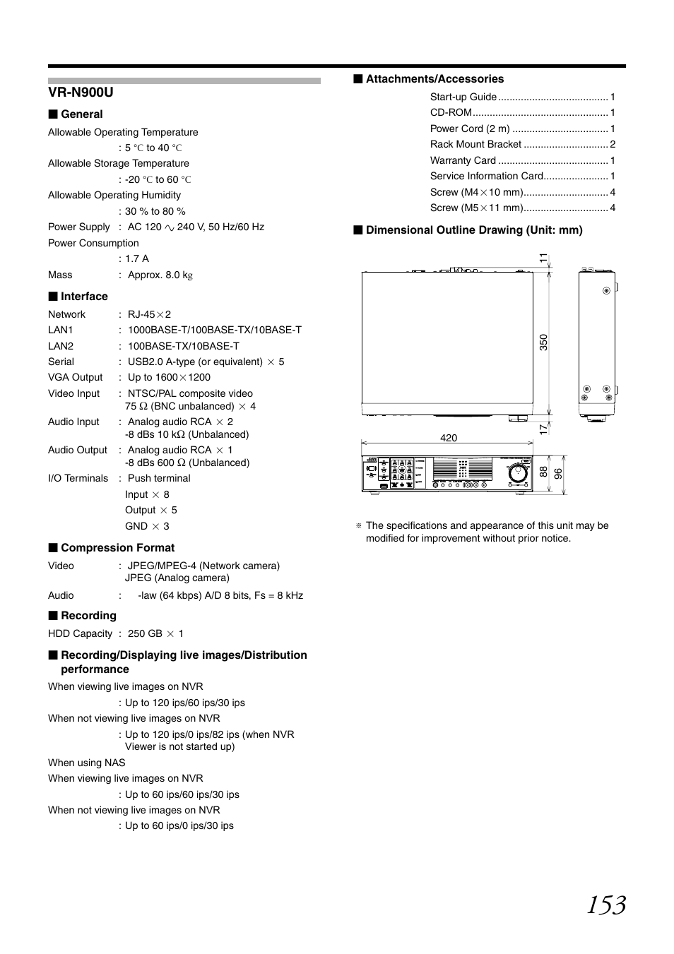 Vr-n900u | JVC VR-N1600U User Manual | Page 161 / 162