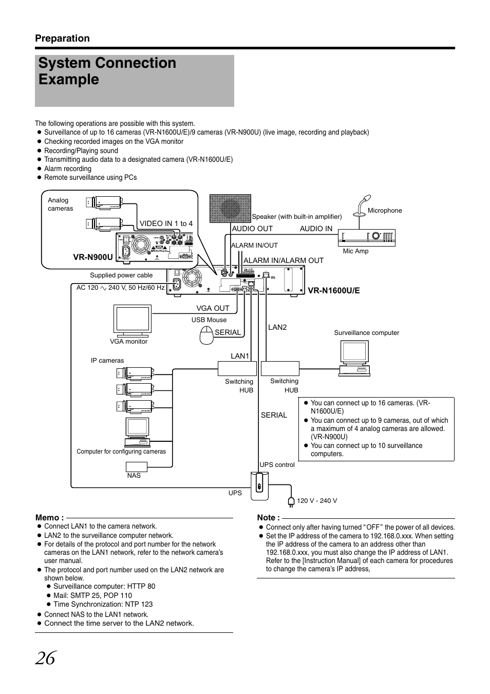 Preparation, System connection example | JVC VR-N1600U User Manual | Page 34 / 162