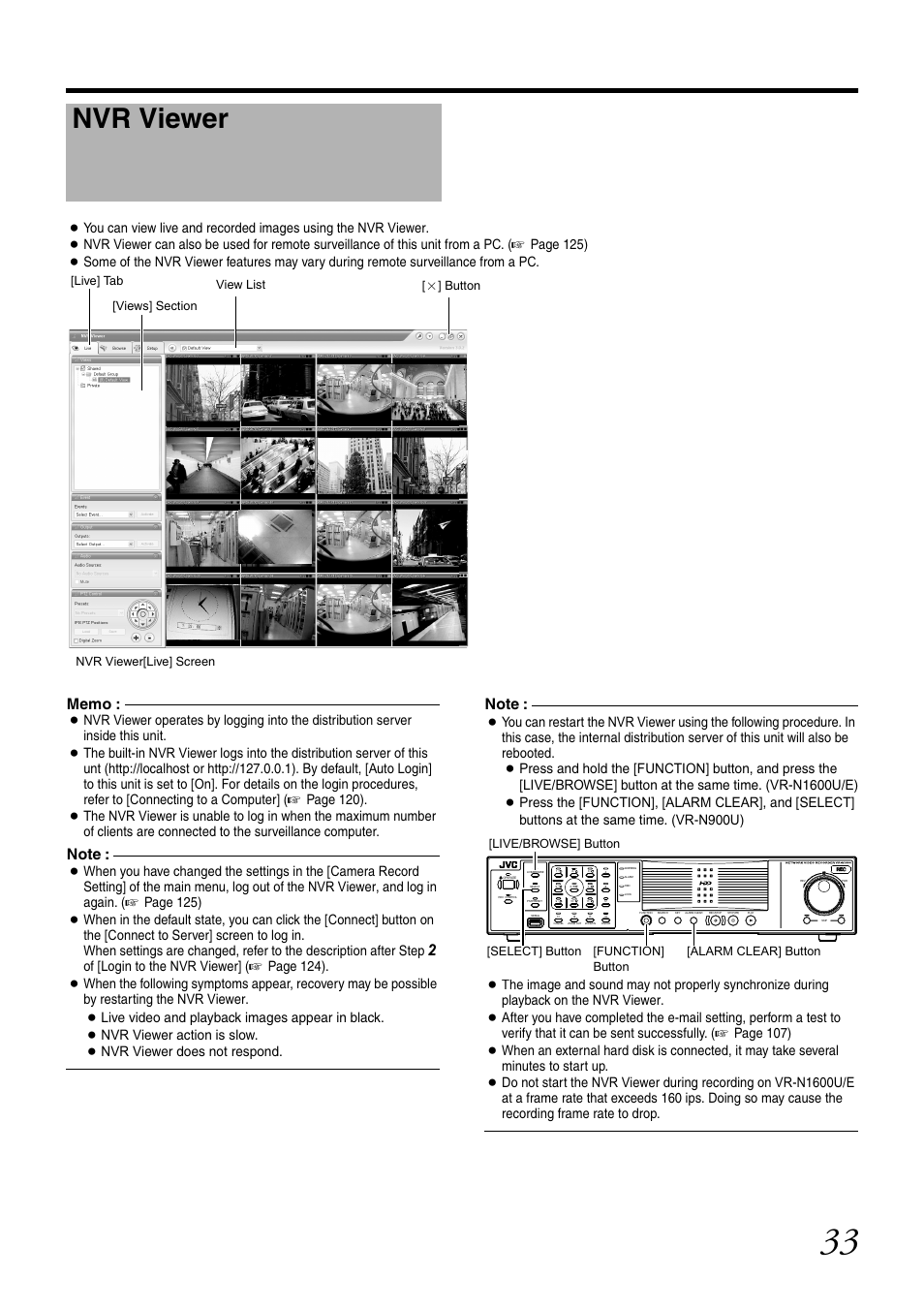 Nvr viewer, Nvr viewer does not respond, Recording frame rate to drop | JVC VR-N1600U User Manual | Page 41 / 162