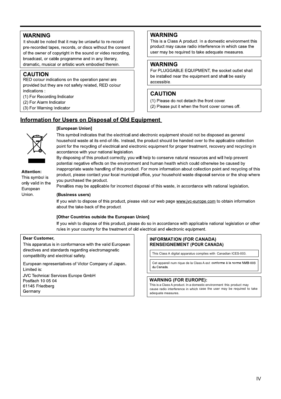 JVC VR-N1600U User Manual | Page 5 / 162