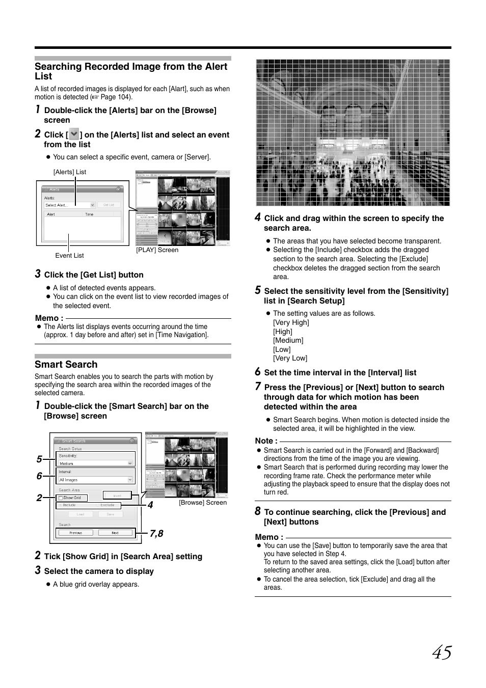 Searching recorded image from the alert list, Smart search | JVC VR-N1600U User Manual | Page 53 / 162