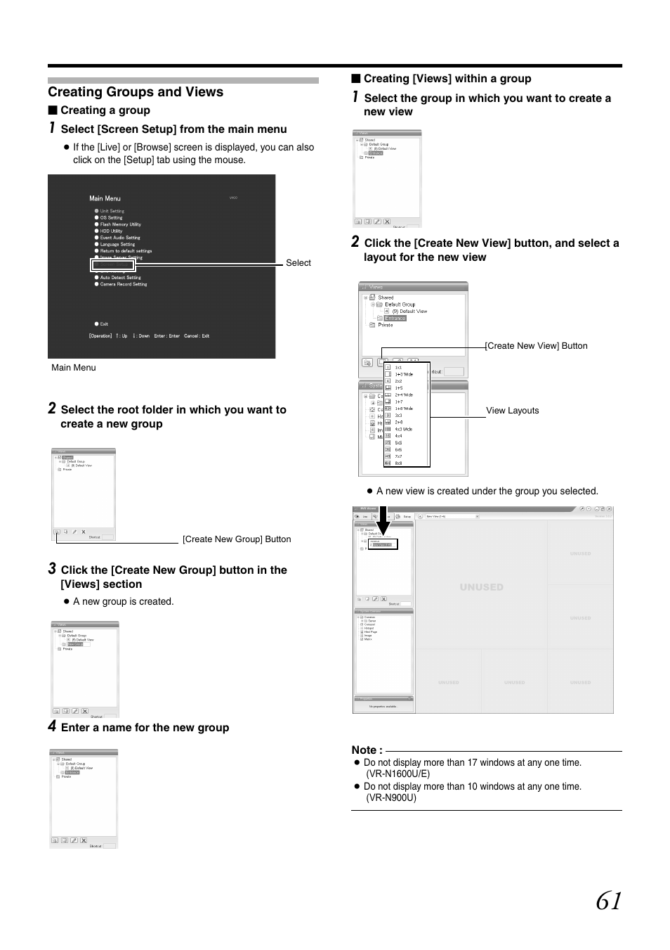 Creating groups and views | JVC VR-N1600U User Manual | Page 69 / 162