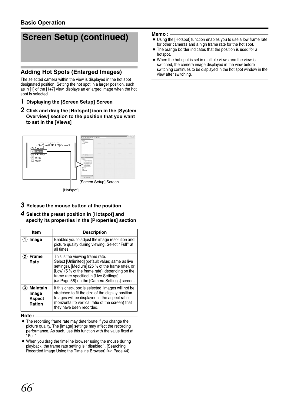 Adding hot spots (enlarged images), Screen setup (continued) | JVC VR-N1600U User Manual | Page 74 / 162