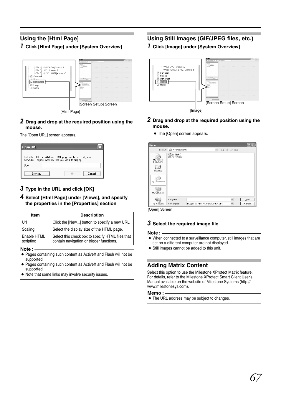 Using still images (gif/jpeg files, etc.), Adding matrix content | JVC VR-N1600U User Manual | Page 75 / 162