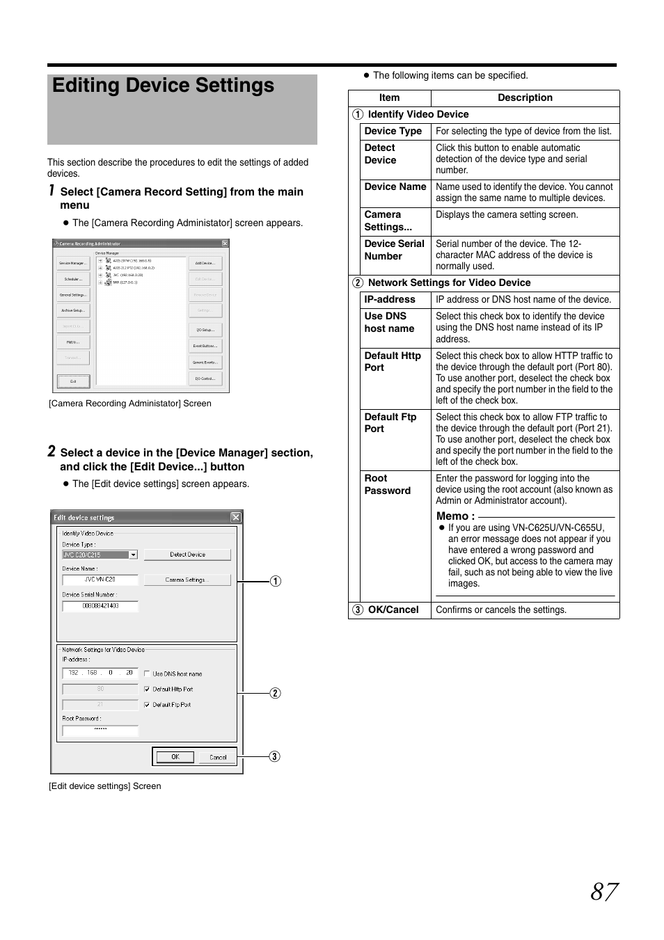 Editing device settings | JVC VR-N1600U User Manual | Page 95 / 162