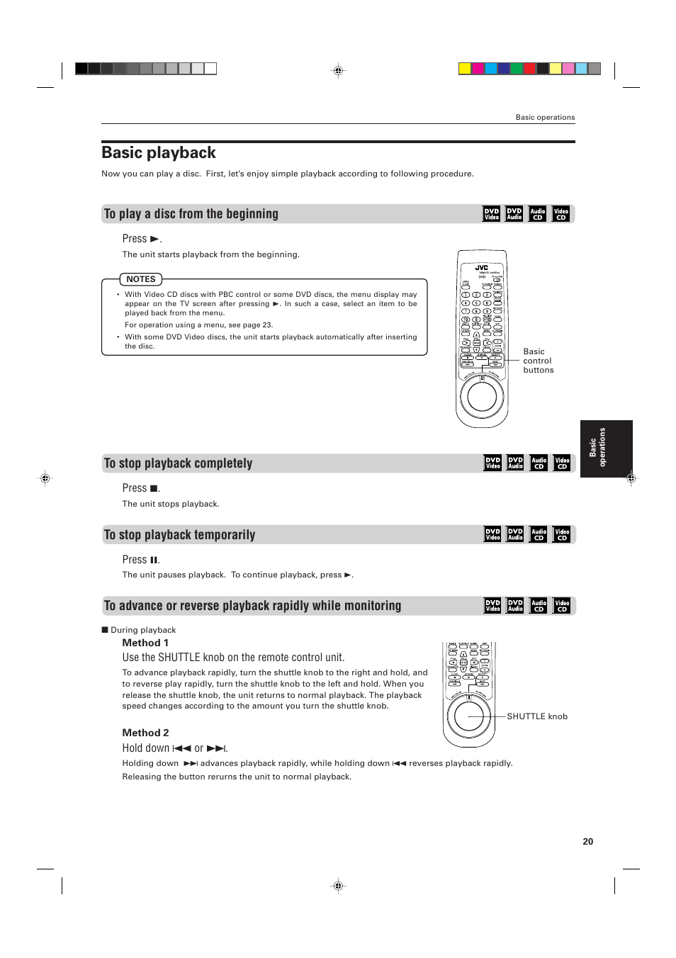 Basic playback | JVC XV-D721BK User Manual | Page 23 / 60