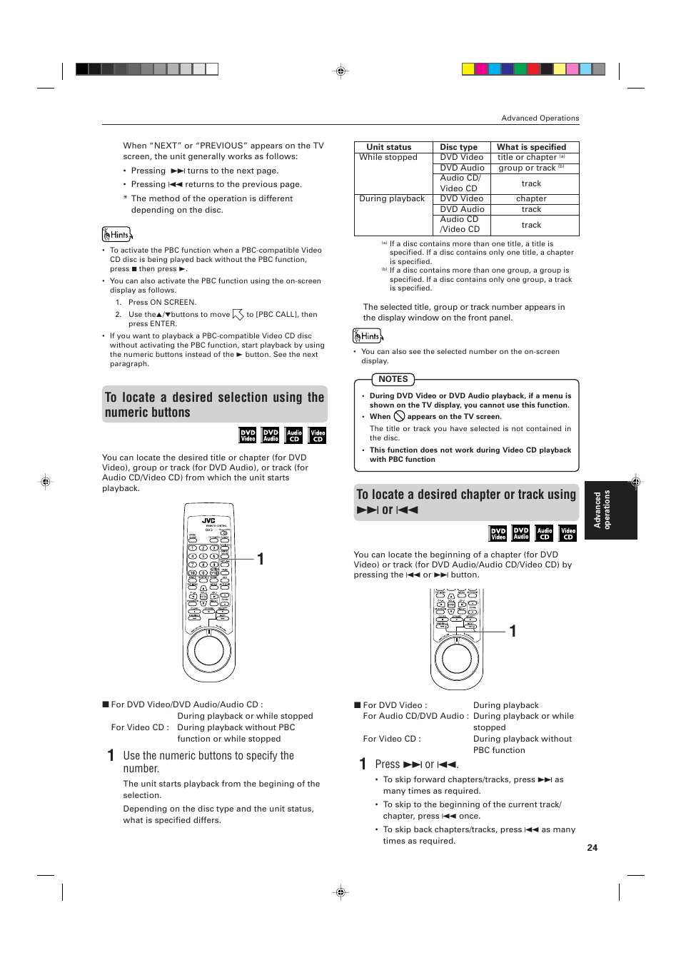 Use the numeric buttons to specify the number, Press ¢ or 4 | JVC XV-D721BK User Manual | Page 27 / 60