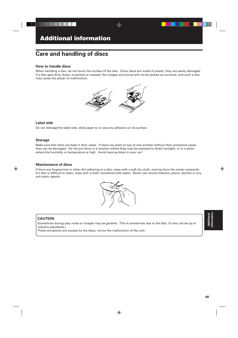 Additional information, Additional information care and handling of discs | JVC XV-D721BK User Manual | Page 51 / 60