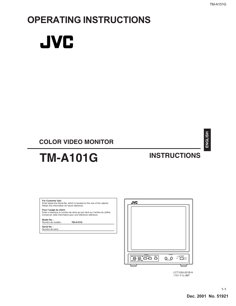 JVC TM-A101G User Manual | 8 pages