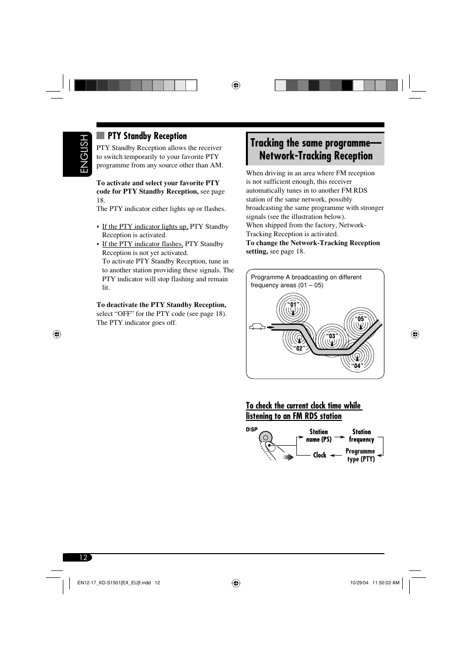English, Pty standby reception | JVC GET0287-003A User Manual | Page 12 / 26