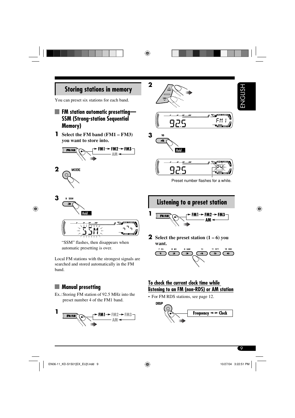 Listening to a preset station | JVC GET0287-003A User Manual | Page 9 / 26