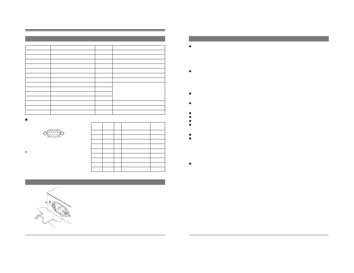 Rear panel connectors, Installing the power cable hook, Specifications | JVC BC-D2300U User Manual | Page 10 / 12