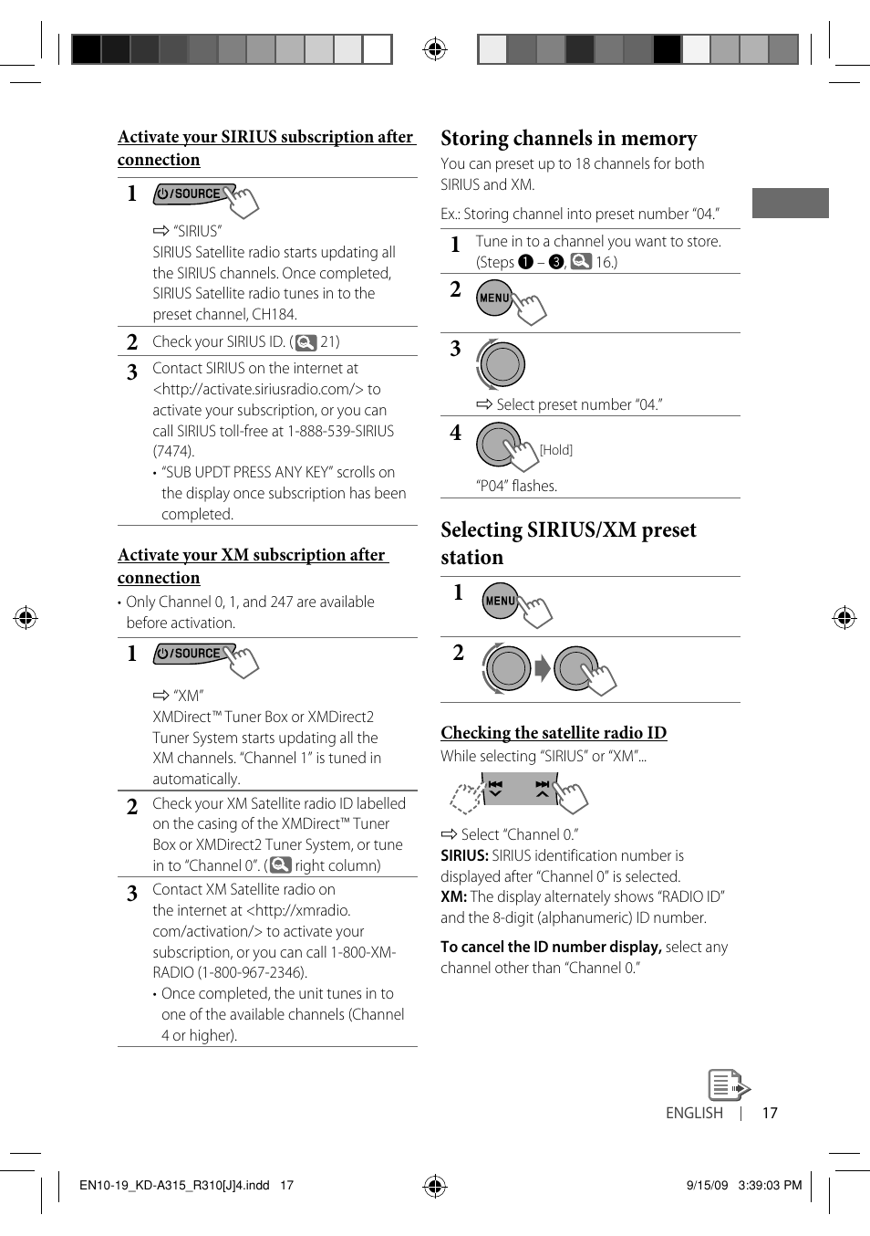 Selecting sirius/xm preset station | JVC GET0626-001A User Manual | Page 17 / 107