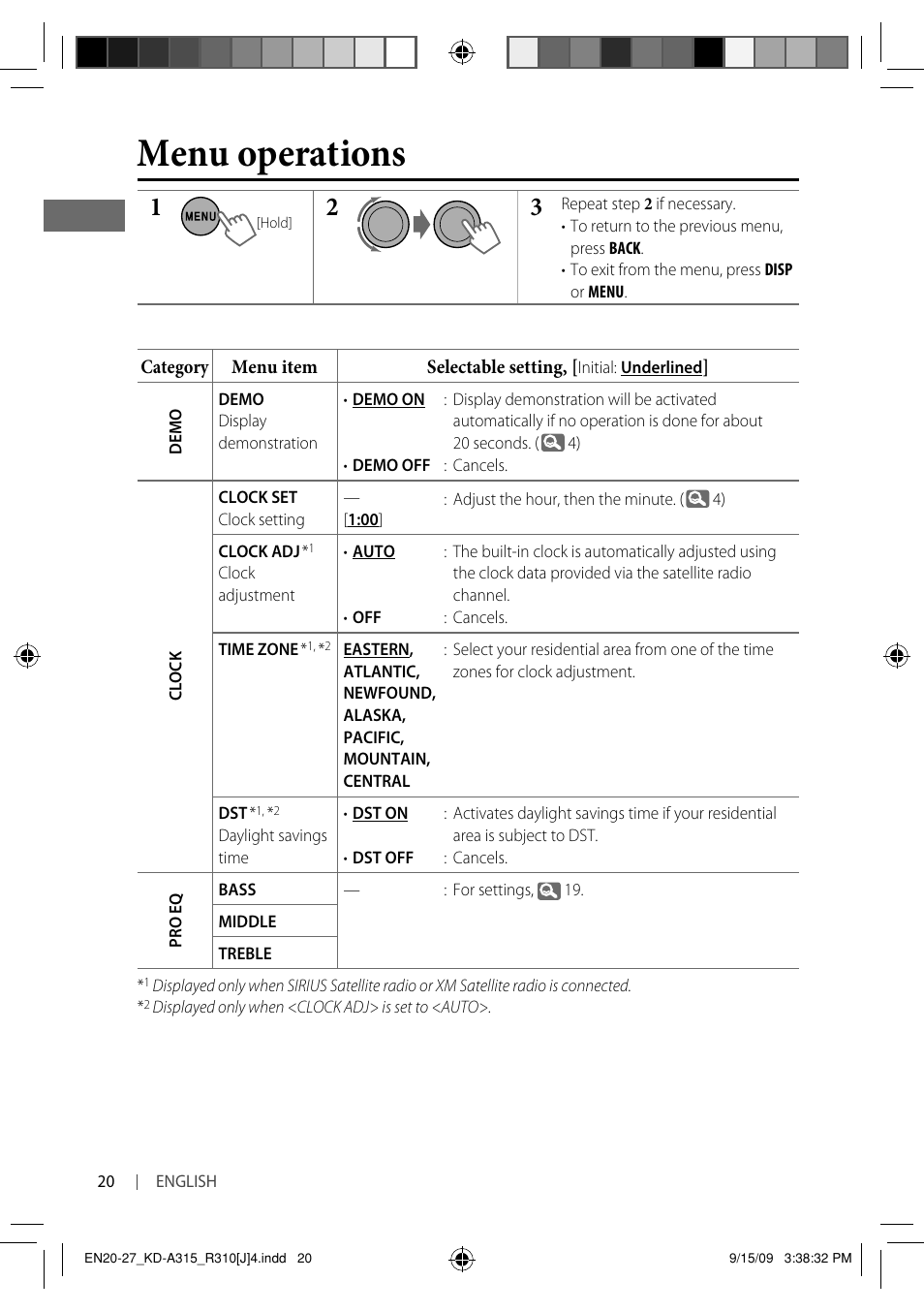 Menu operations | JVC GET0626-001A User Manual | Page 20 / 107