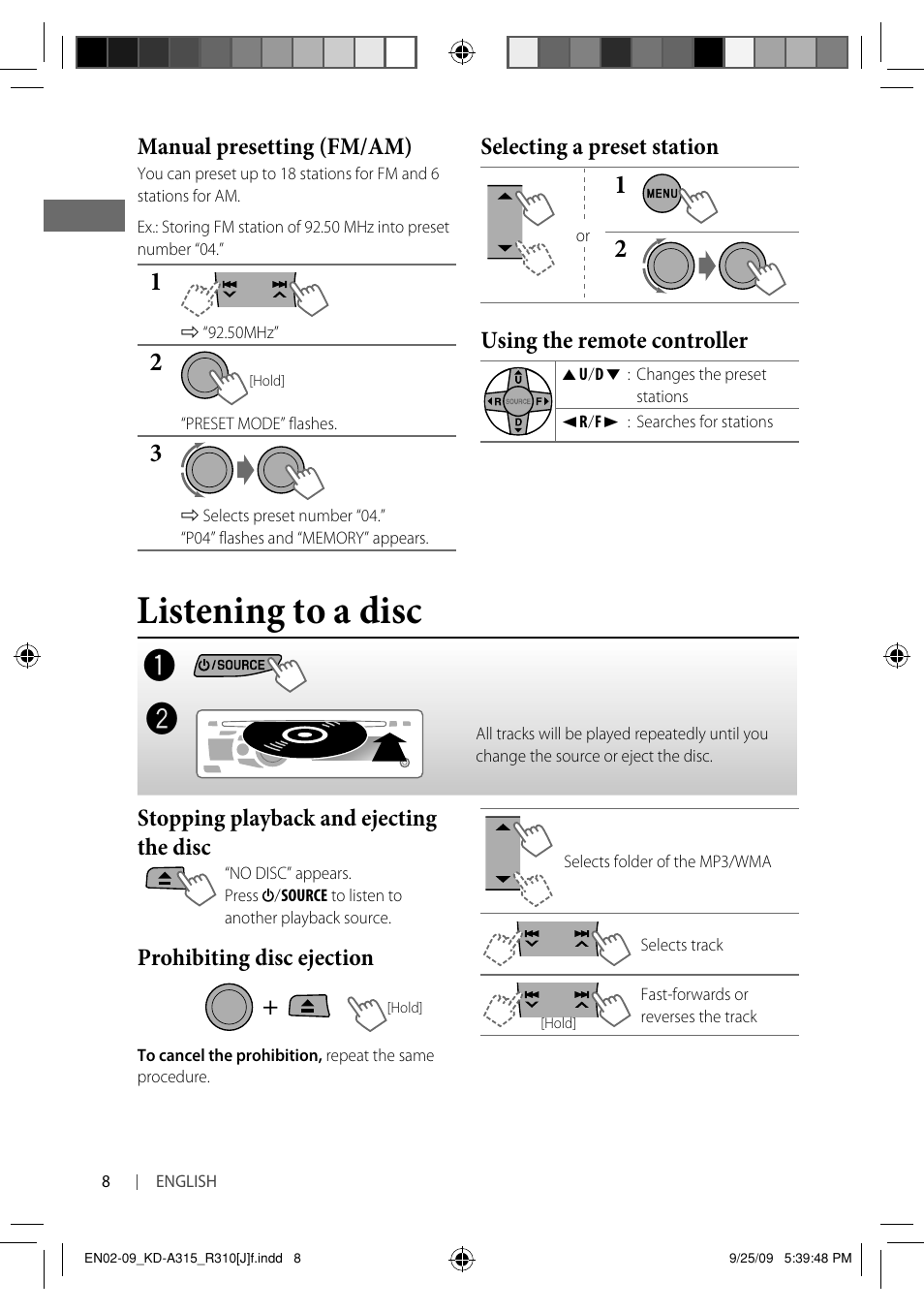 Listening to a disc | JVC GET0626-001A User Manual | Page 8 / 107