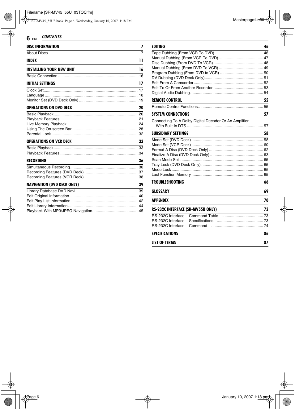 JVC SR MV45U User Manual | Page 6 / 88