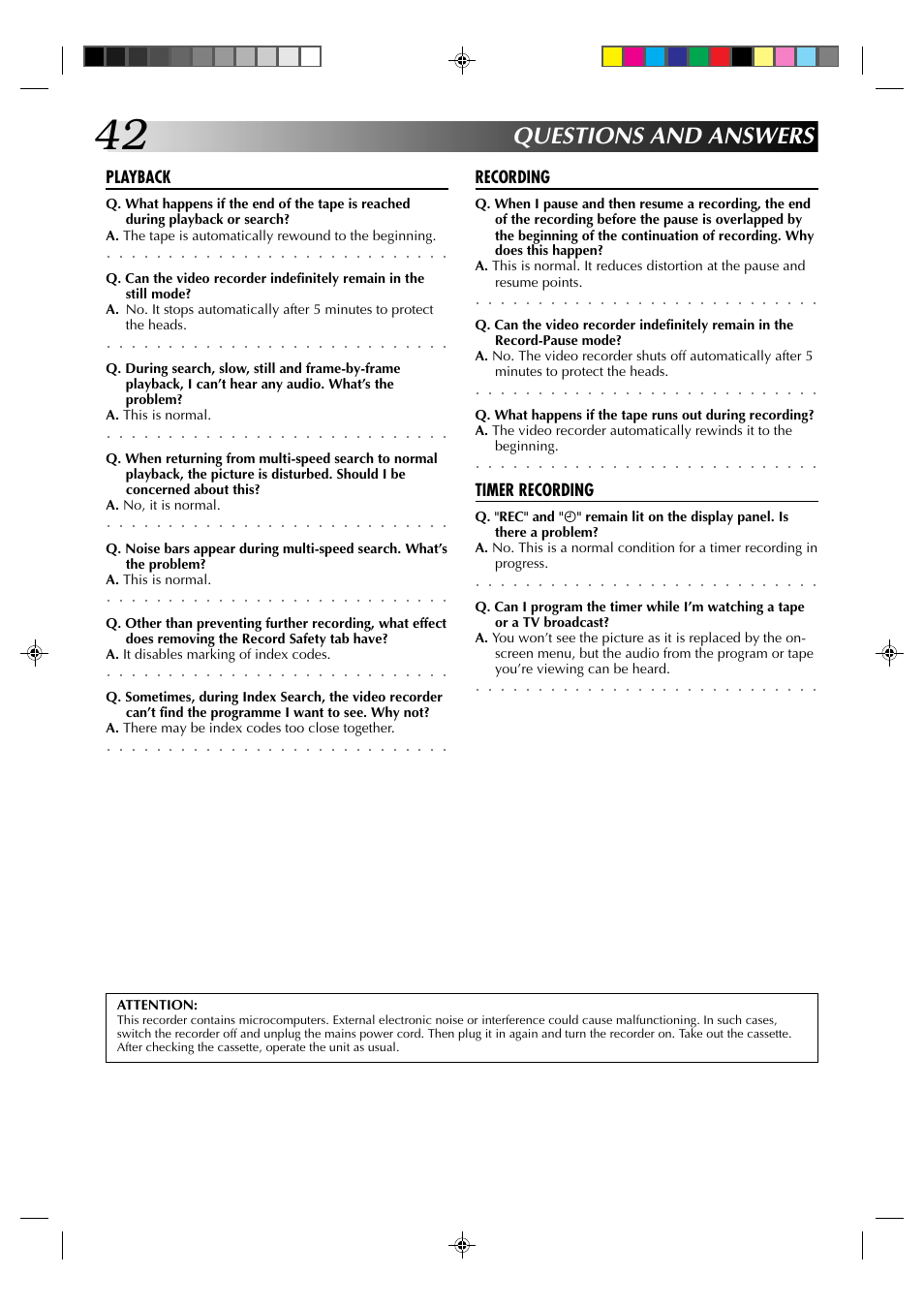 Questions and answers | JVC HR-J235EK User Manual | Page 42 / 48