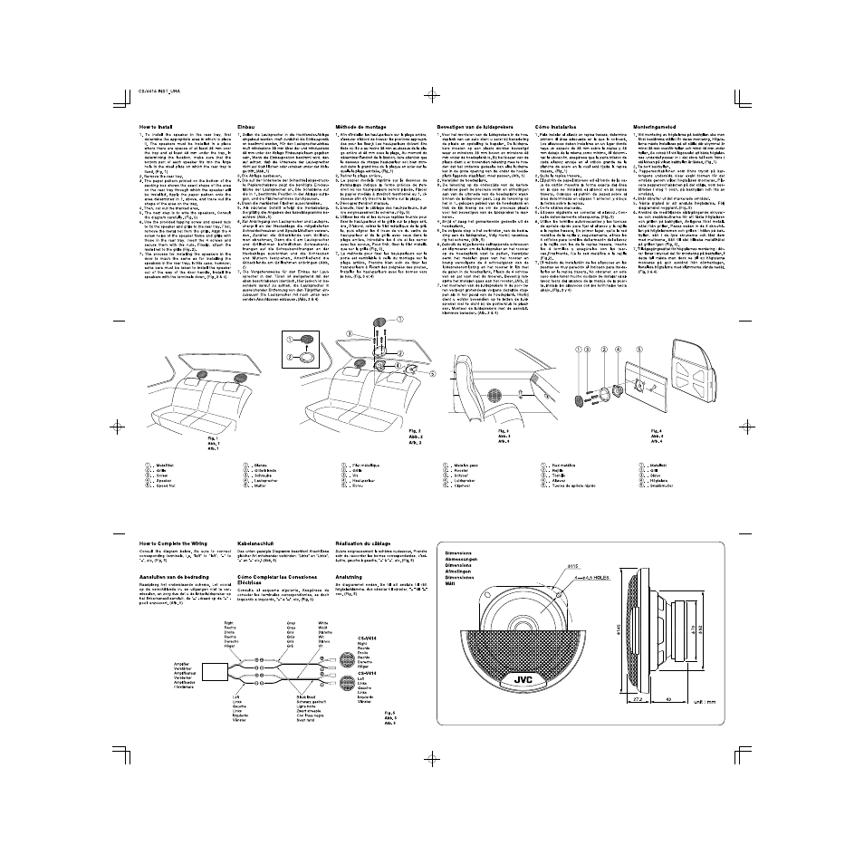 Cs-v414, Dimensions, Abmessungen | JVC CS-V414 User Manual | Page 2 / 2