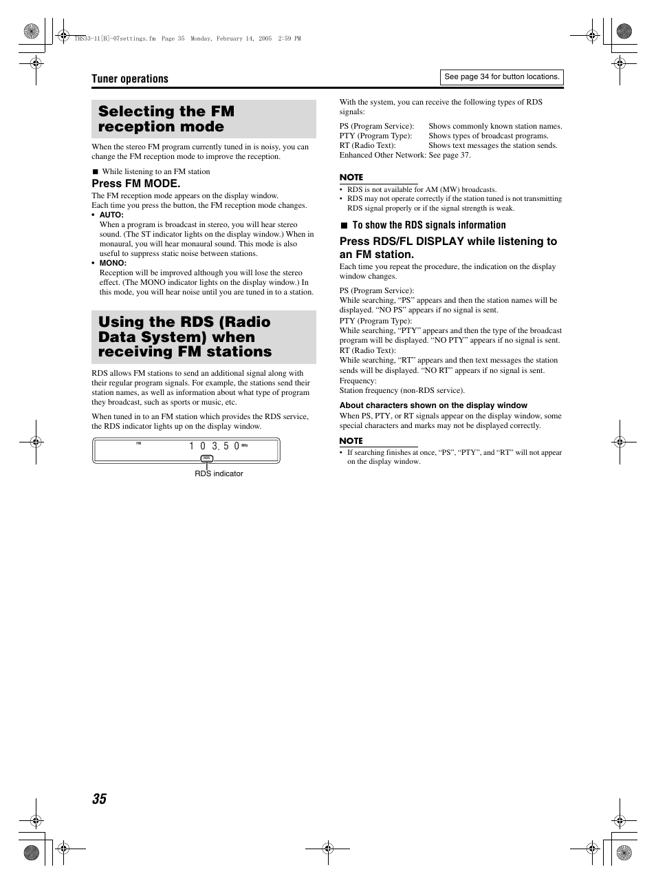 Tuner operations, Press fm mode | JVC GVT0155-001A User Manual | Page 38 / 43