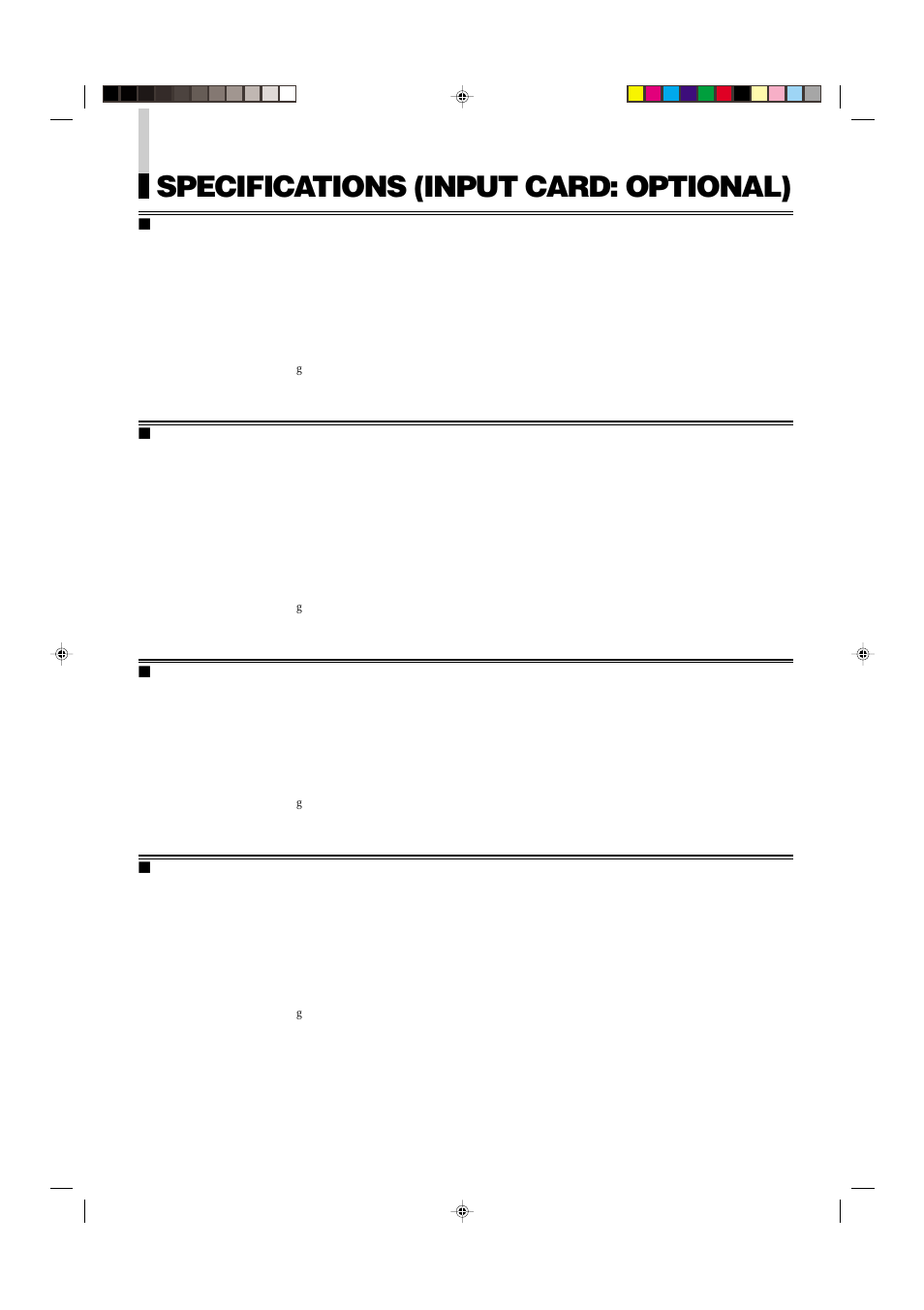 Specifications (input card: optional), English | JVC V1700CG User Manual | Page 23 / 24