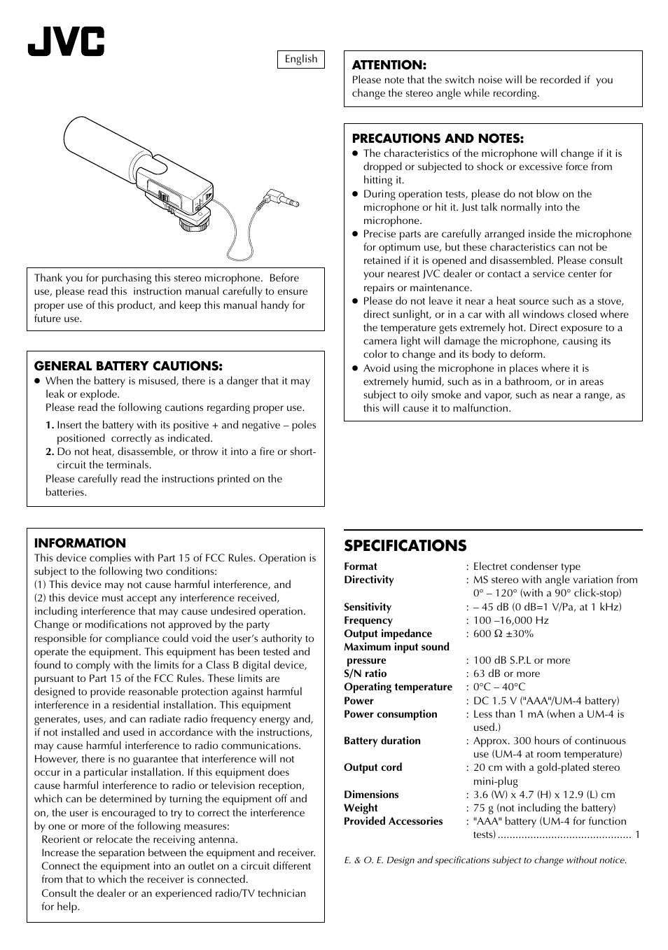 JVC CU V10U User Manual | 2 pages