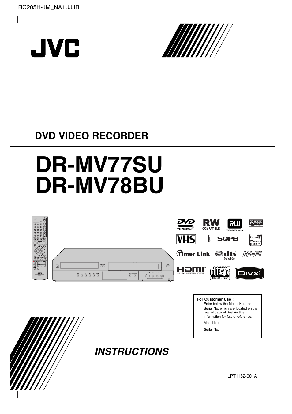 JVC DR-MV77SU User Manual | 53 pages