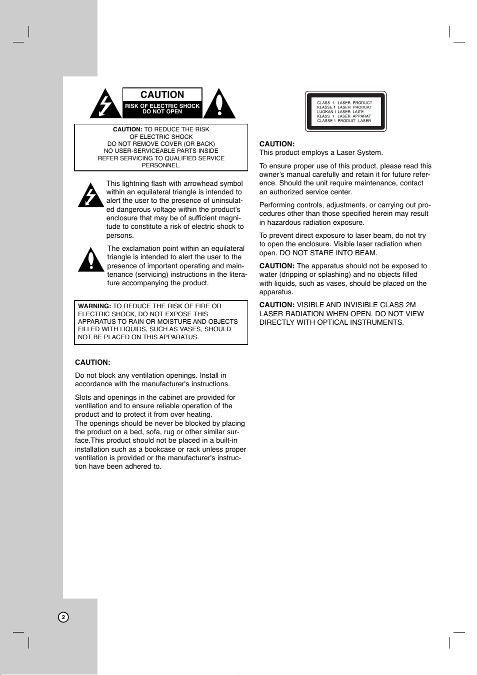Caution | JVC DR-MV77SU User Manual | Page 2 / 53