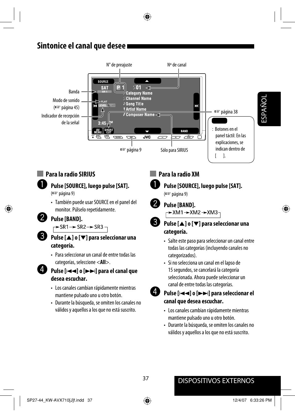 Sintonice el canal que desee | JVC KW-ADV790 User Manual | Page 105 / 207