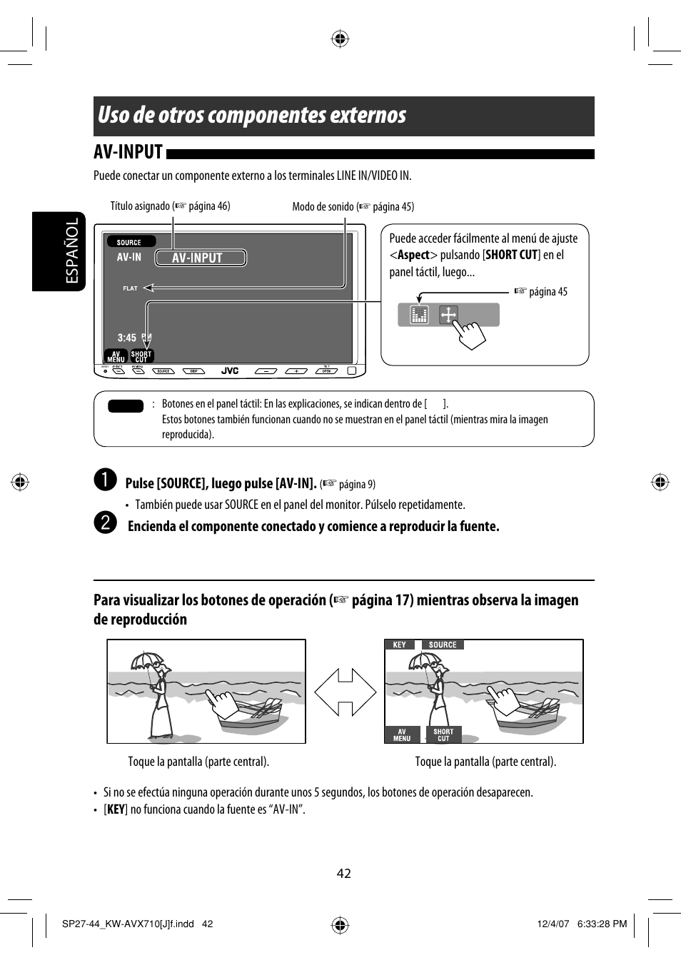 Uso de otros componentes externos, Av-input | JVC KW-ADV790 User Manual | Page 110 / 207