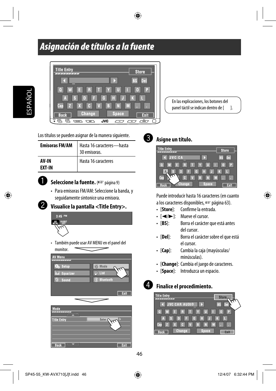 Asignación de títulos a la fuente | JVC KW-ADV790 User Manual | Page 114 / 207