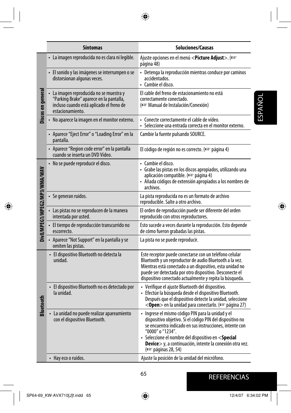 Referencias español | JVC KW-ADV790 User Manual | Page 133 / 207