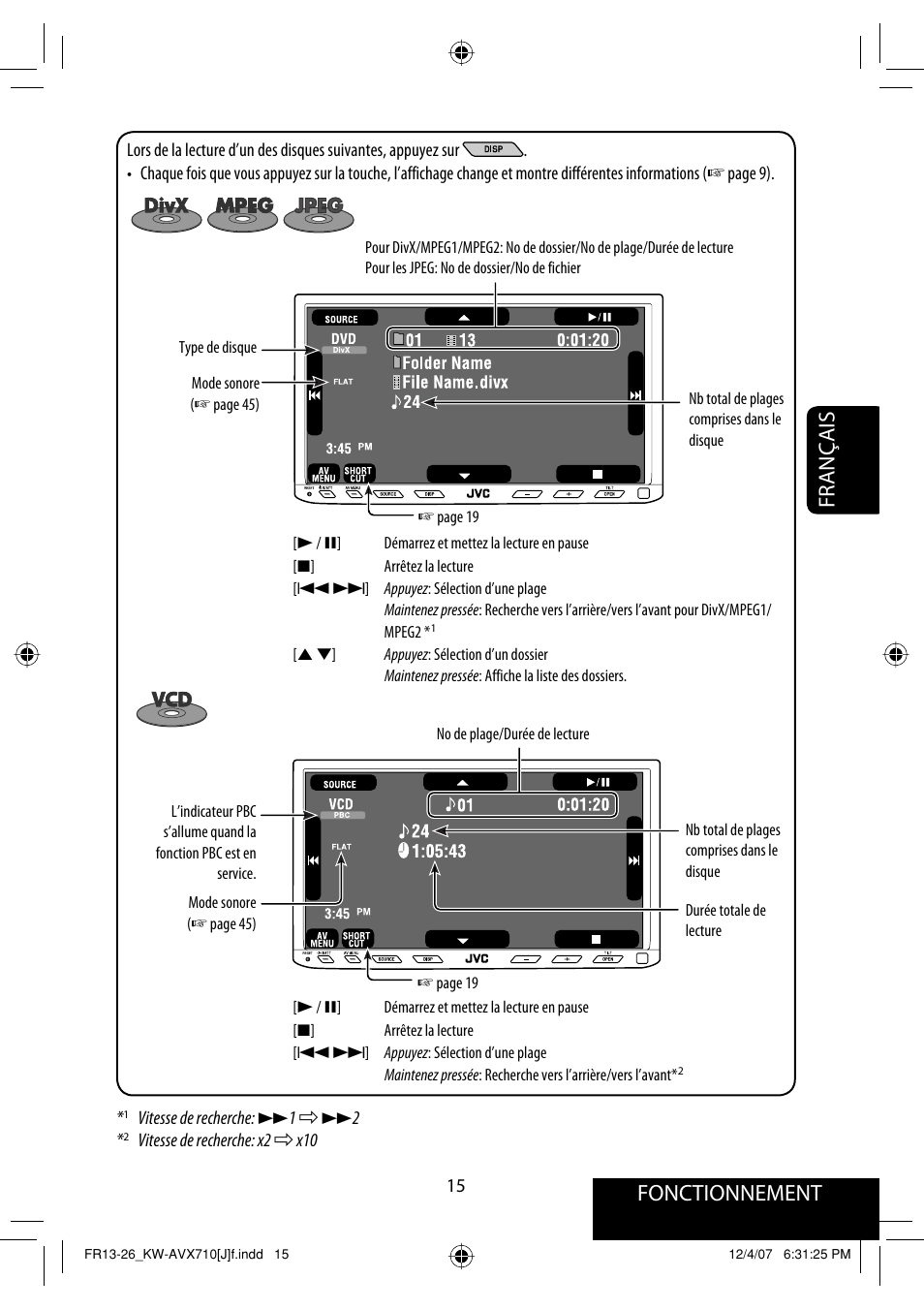 Fonctionnement, Français | JVC KW-ADV790 User Manual | Page 151 / 207