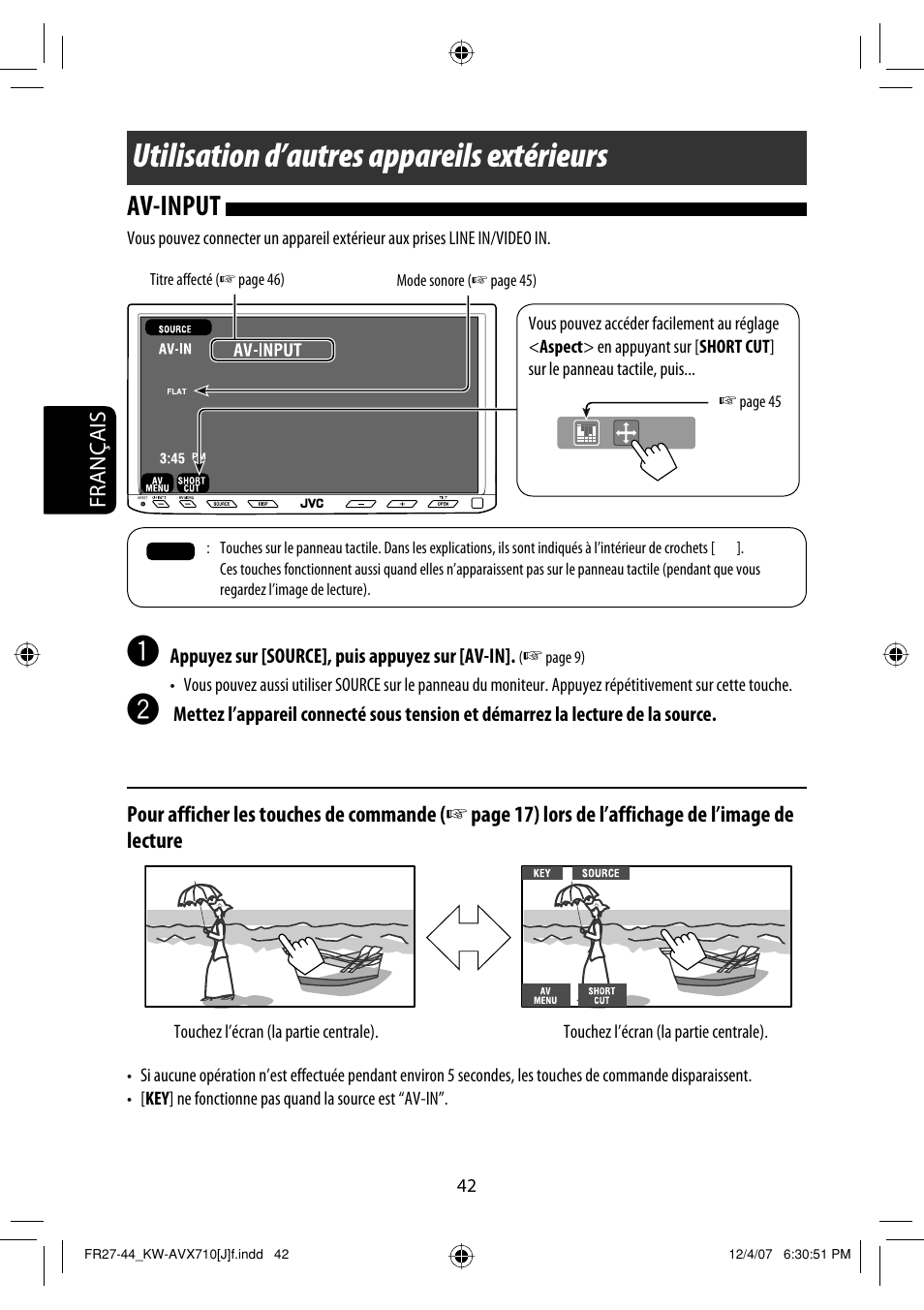 Utilisation d’autres appareils extérieurs, Av-input | JVC KW-ADV790 User Manual | Page 178 / 207