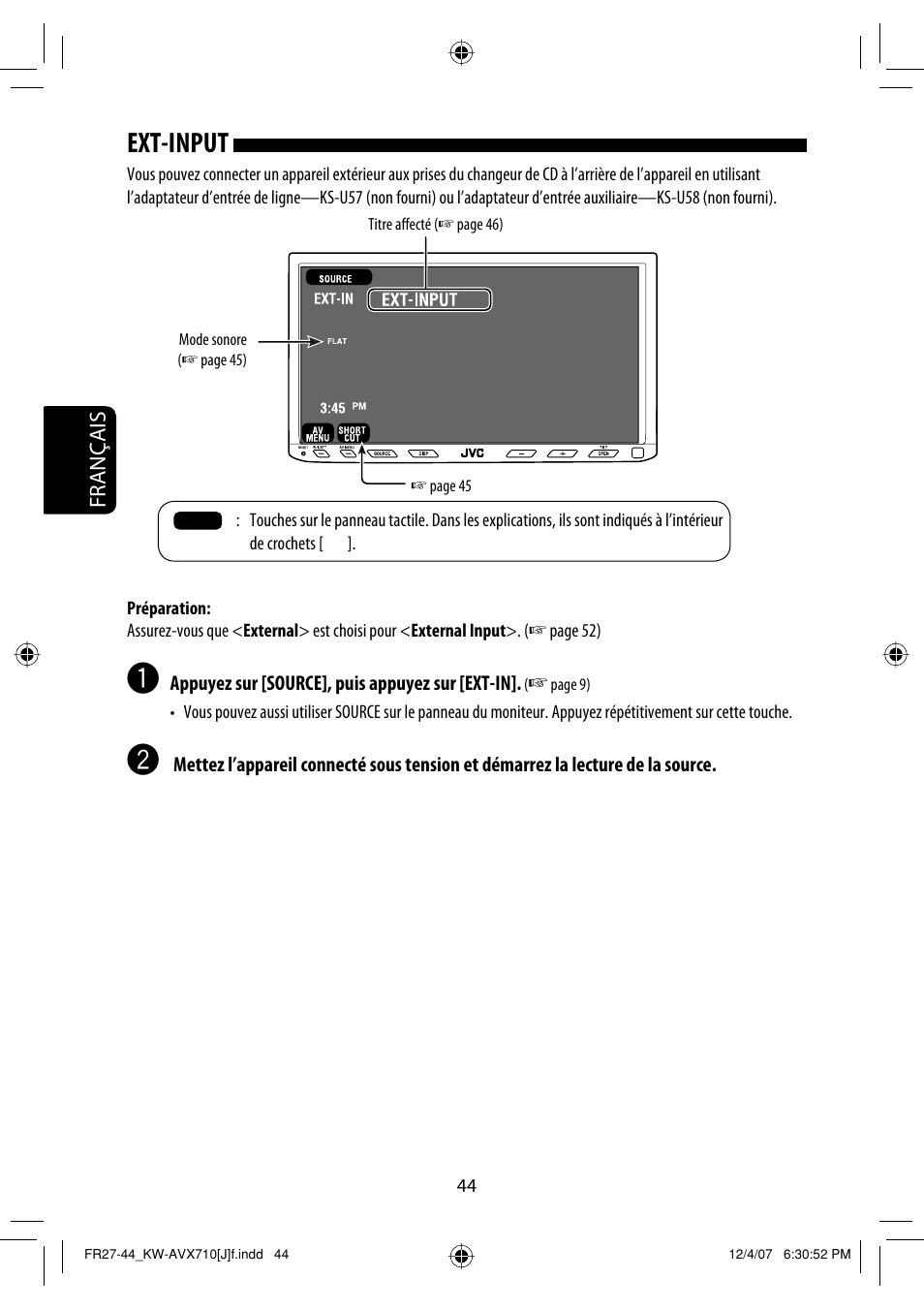 Ext-input, Français | JVC KW-ADV790 User Manual | Page 180 / 207