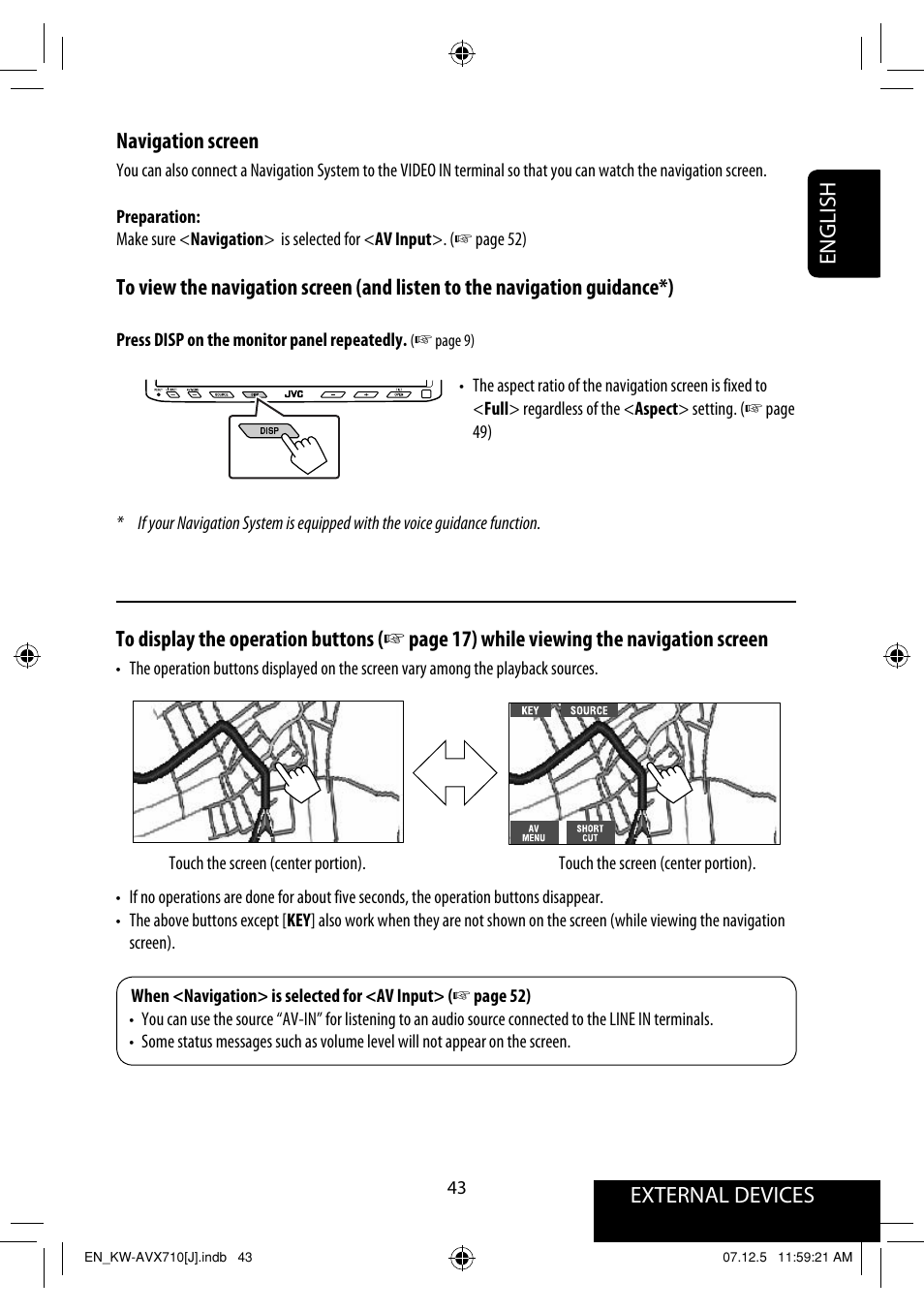 Navigation screen | JVC KW-ADV790 User Manual | Page 43 / 207