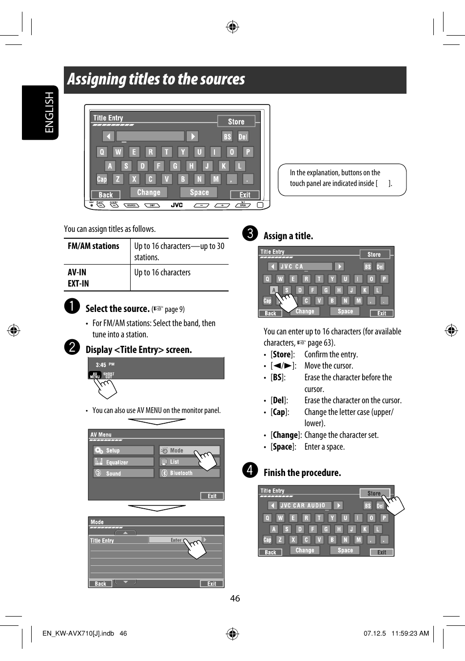 Assigning titles to the sources | JVC KW-ADV790 User Manual | Page 46 / 207