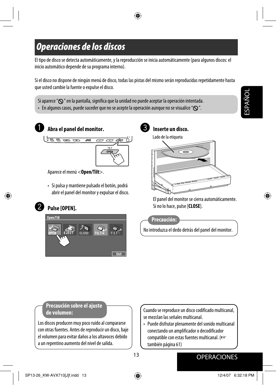 Operaciones de los discos | JVC KW-ADV790 User Manual | Page 81 / 207