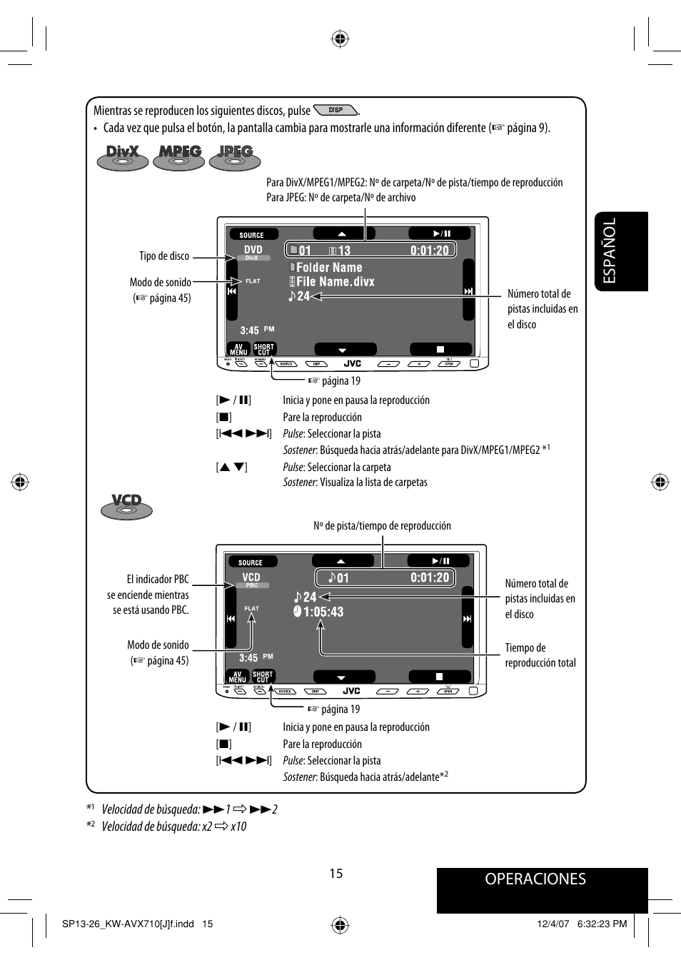 Operaciones, Español | JVC KW-ADV790 User Manual | Page 83 / 207