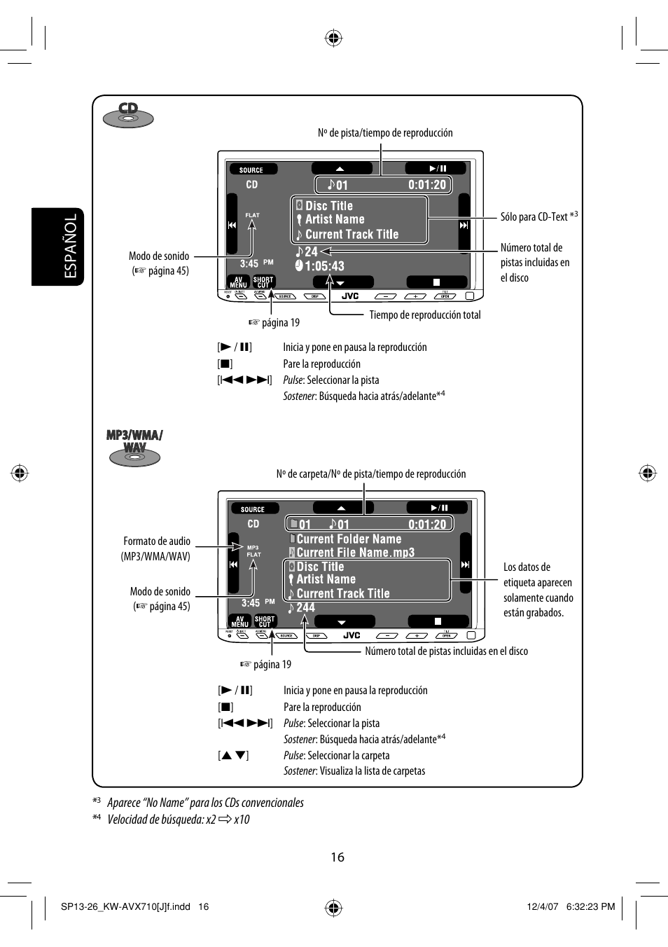 Español | JVC KW-ADV790 User Manual | Page 84 / 207