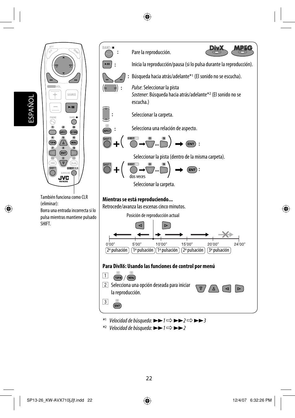 Español | JVC KW-ADV790 User Manual | Page 90 / 207