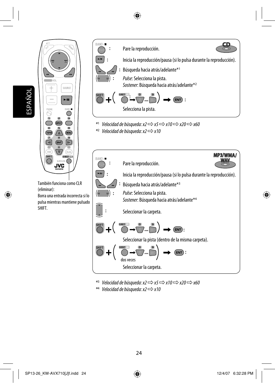Español | JVC KW-ADV790 User Manual | Page 92 / 207