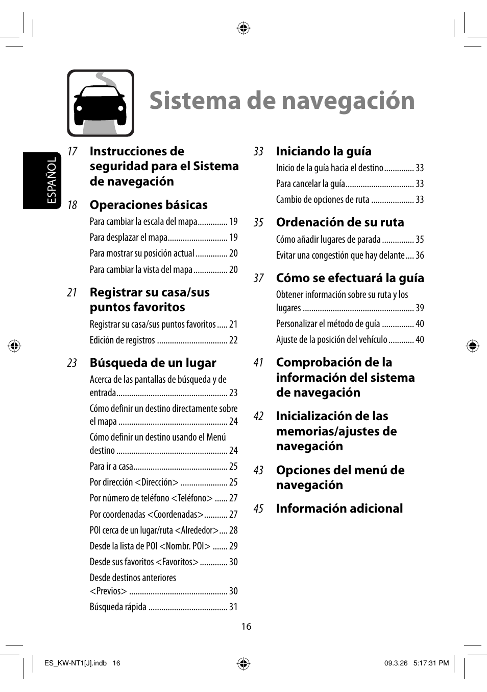 Sistema de navegacion, Sistema de navegación | JVC KW-NT1 User Manual | Page 114 / 293