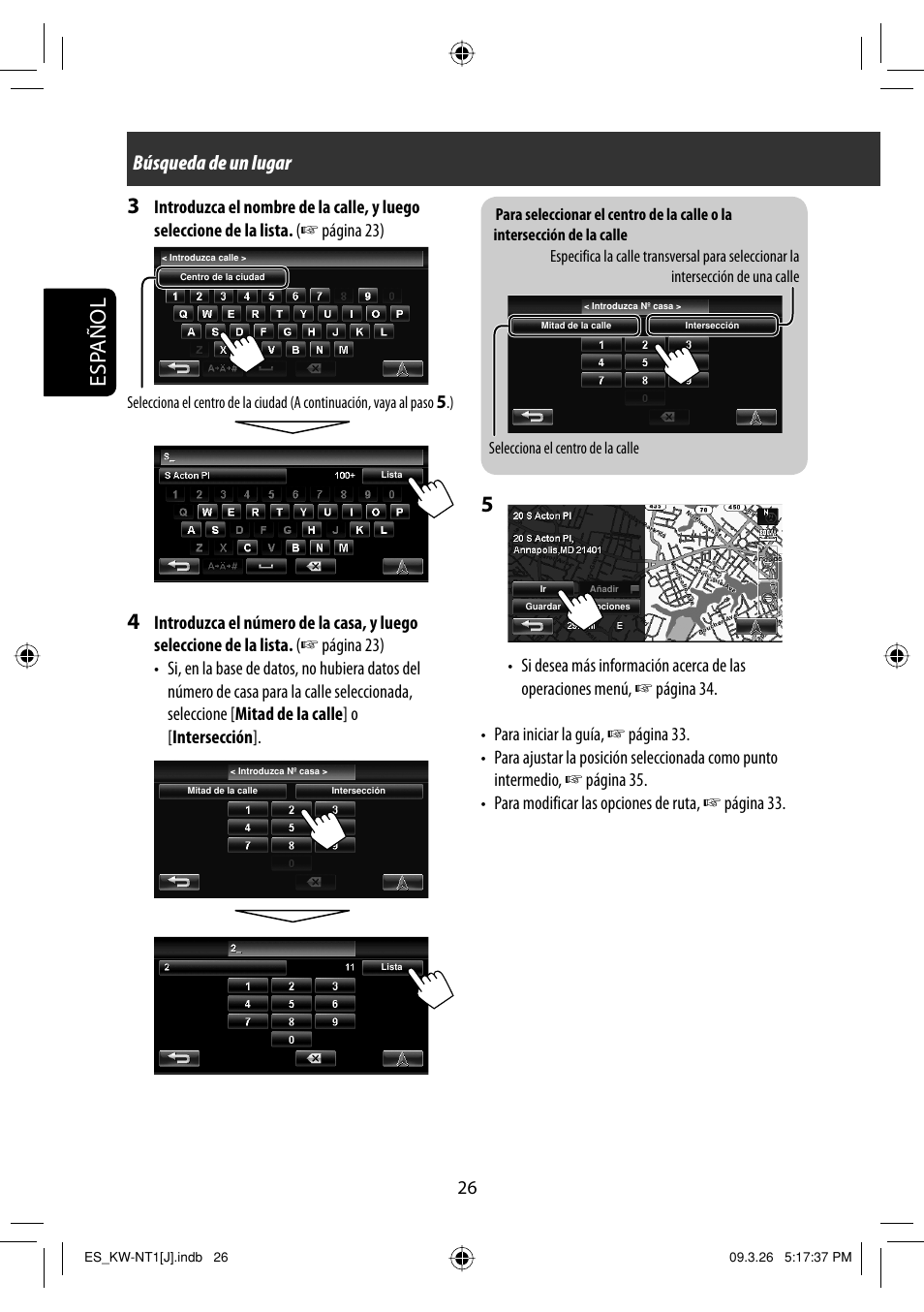 Esp añol 3, Búsqueda de un lugar | JVC KW-NT1 User Manual | Page 124 / 293