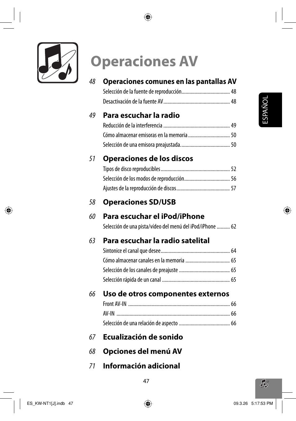 Operaciones av | JVC KW-NT1 User Manual | Page 145 / 293